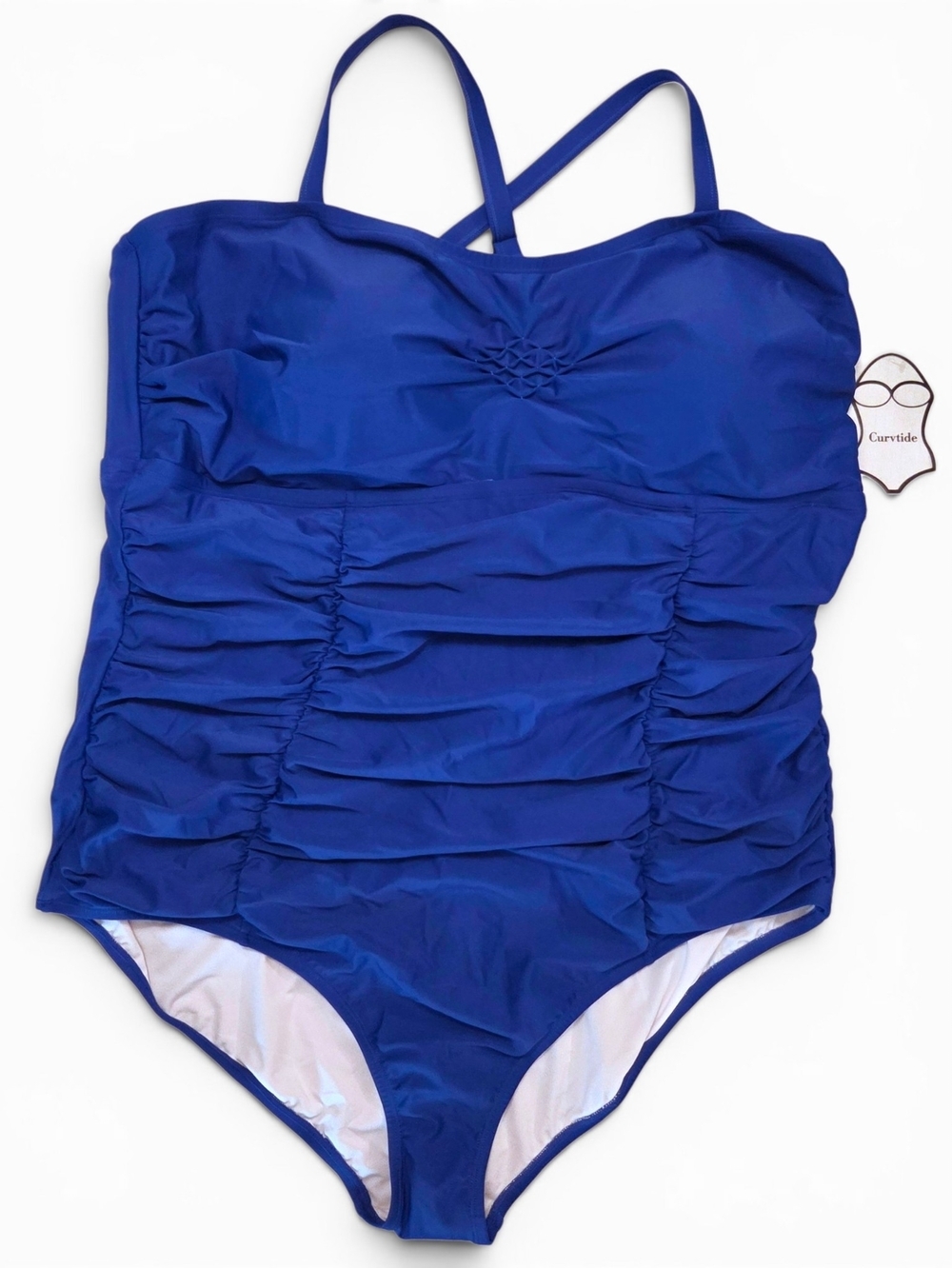 Curvtide Royal Blue Ruched One Piece Swimsuit Plus Size 4X / 26 NWT